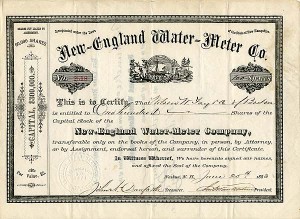 New=England Water=Meter Co. - Utility Stock Certificate